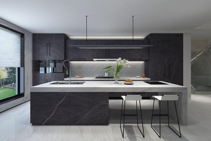 巖板做廚房臺(tái)面的兩種常規(guī)做法